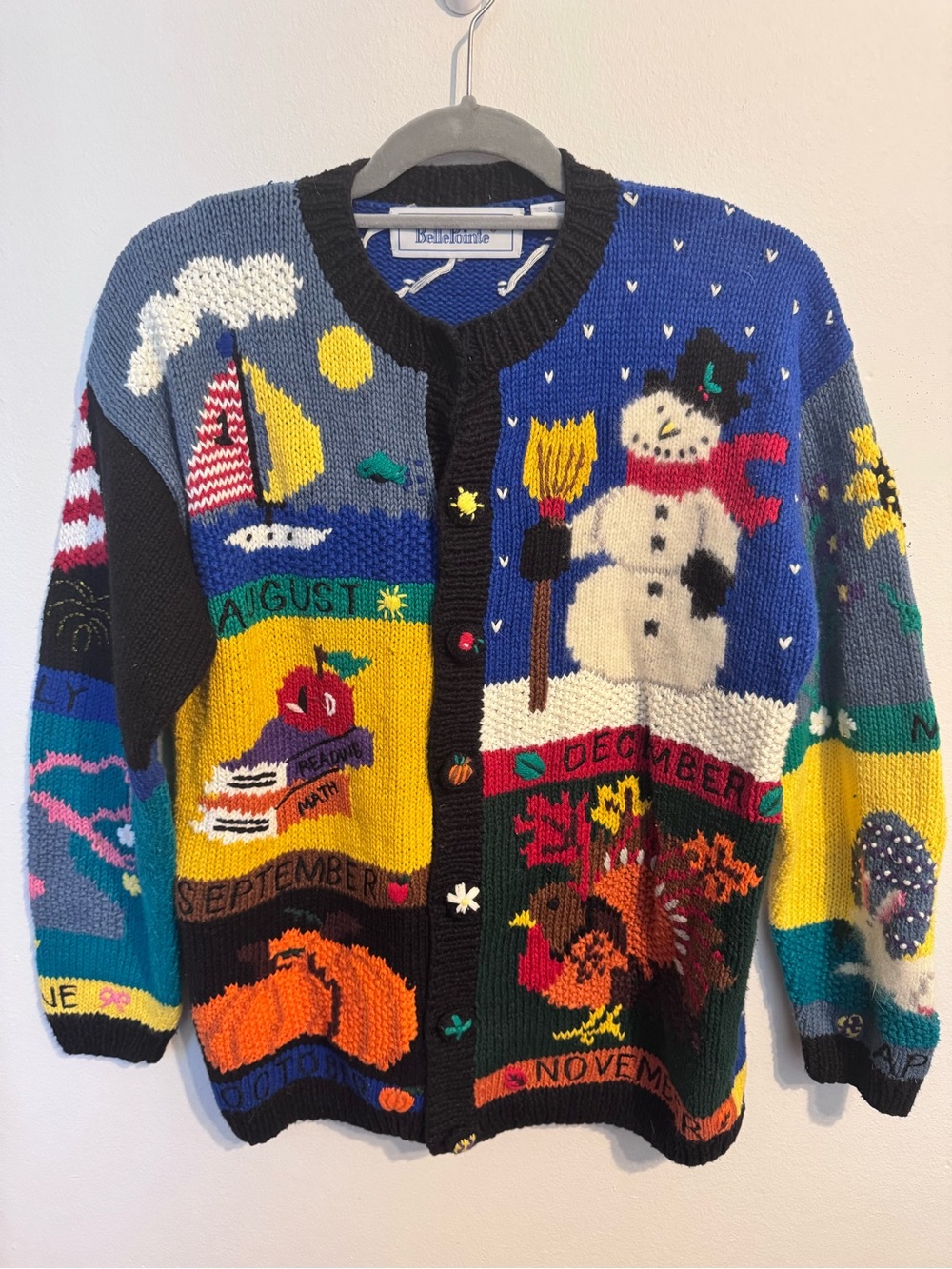 Vintage Belle Pointe Four Seasons Calendar Cardigan Sweater Size S